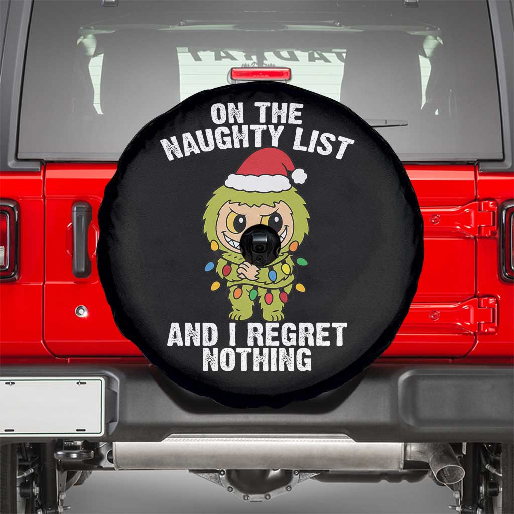 Funny Christmas Spare Tire Cover On the Naughty List I Regret Nothing Kawaii Bubu TS10 Black Print Your Wear