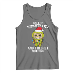 Funny Christmas Tank Top On the Naughty List I Regret Nothing Kawaii Bubu TS10 Black Heather Print Your Wear