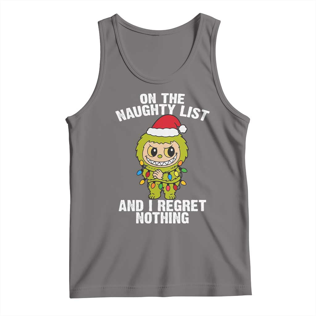 Funny Christmas Tank Top On the Naughty List I Regret Nothing Kawaii Bubu TS10 Deep Heather Print Your Wear