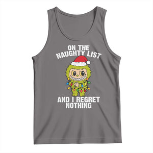 Funny Christmas Tank Top On the Naughty List I Regret Nothing Kawaii Bubu TS10 Deep Heather Print Your Wear