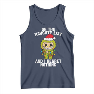 Funny Christmas Tank Top On the Naughty List I Regret Nothing Kawaii Bubu TS10 Navy Print Your Wear