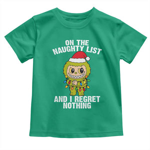 Funny Christmas Toddler T Shirt On the Naughty List I Regret Nothing Kawaii Bubu TS10 Irish Green Print Your Wear