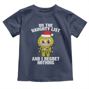 Funny Christmas Toddler T Shirt On the Naughty List I Regret Nothing Kawaii Bubu TS10 Navy Print Your Wear