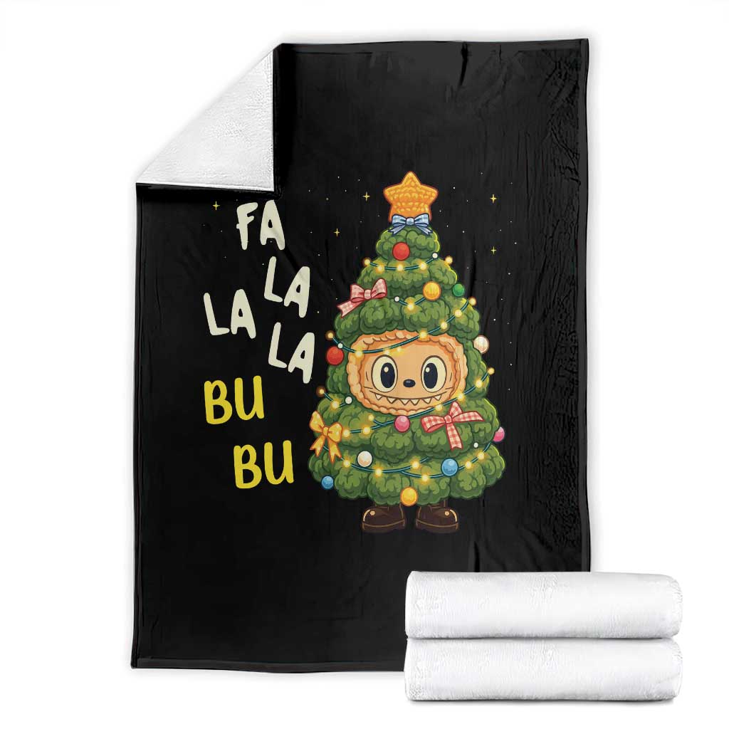 Funny Christmas Throw Blanket Fa La La La Bu Bu Xmas Song Kawaii Bubu TS10 Black Print Your Wear
