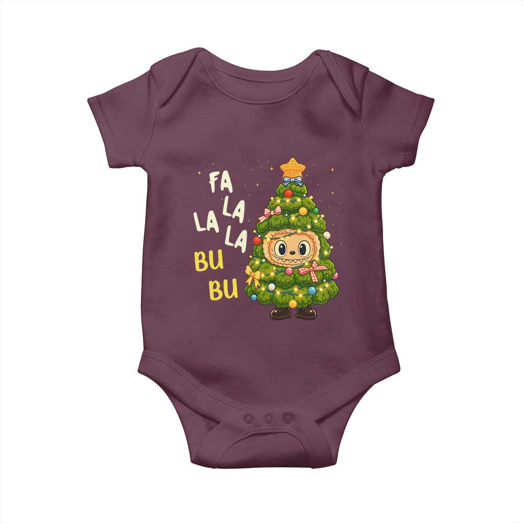 Funny Christmas Baby Onesie Fa La La La Bu Bu Xmas Song Kawaii Bubu TS10 Maroon Print Your Wear
