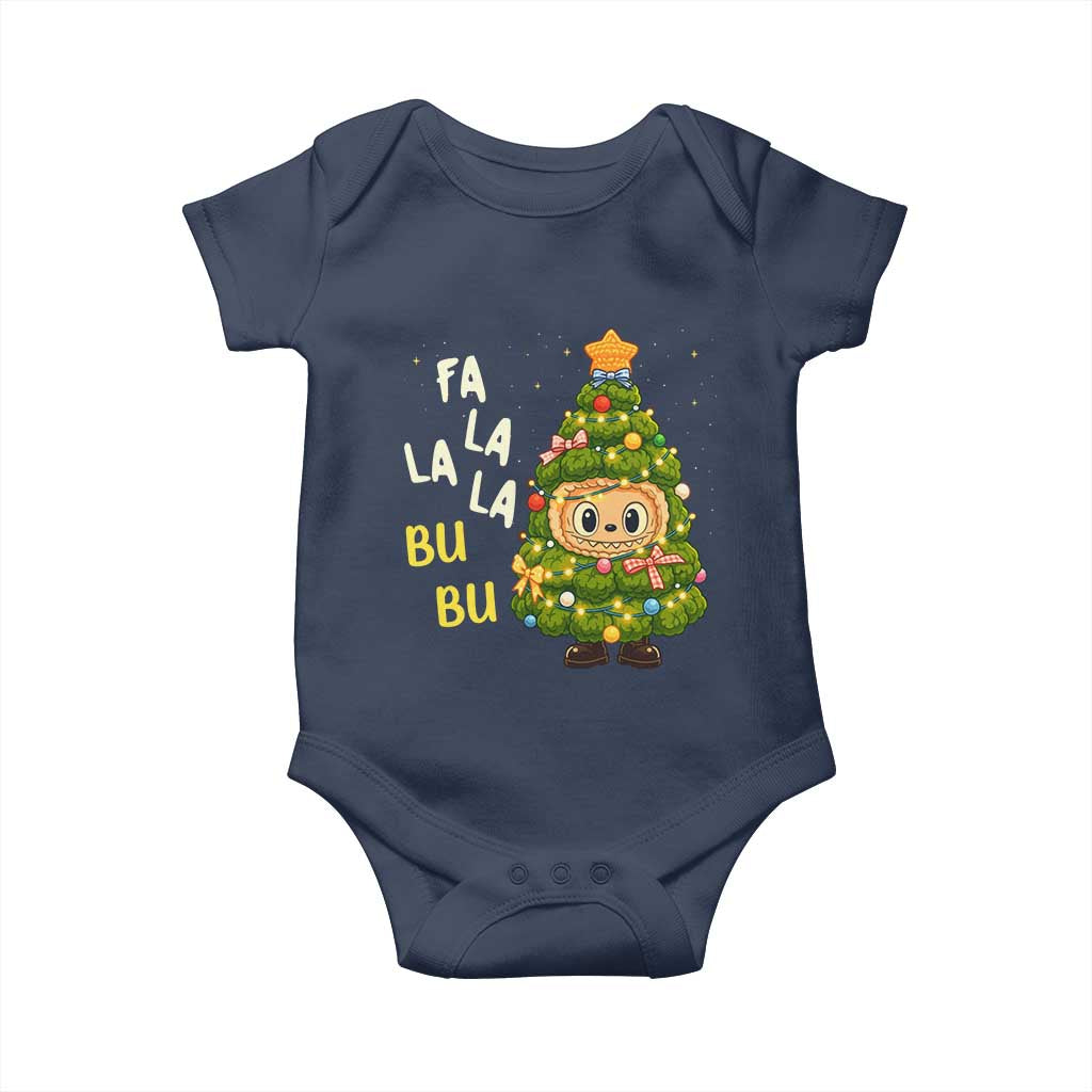 Funny Christmas Baby Onesie Fa La La La Bu Bu Xmas Song Kawaii Bubu TS10 Navy Print Your Wear
