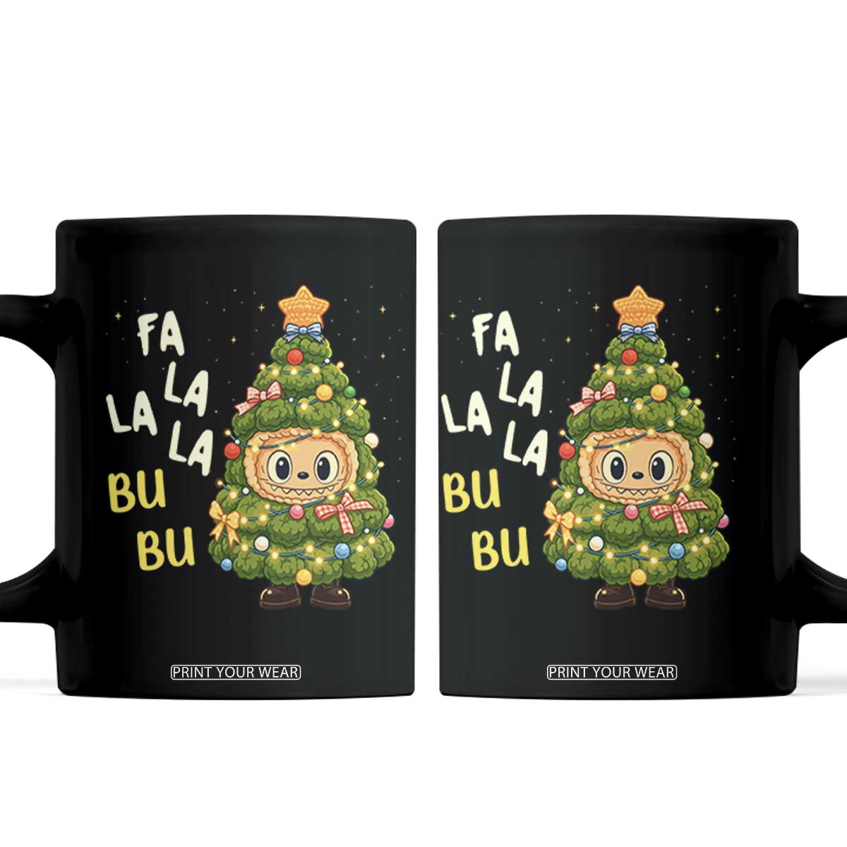 Funny Christmas Coffee Mug Fa La La La Bu Bu Xmas Song Kawaii Bubu TS10 Black Print Your Wear