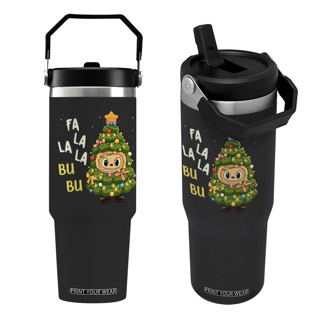 Funny Christmas Flip Straw Tumbler Fa La La La Bu Bu Xmas Song Kawaii Bubu TS10 One Size: 30 oz Black Print Your Wear