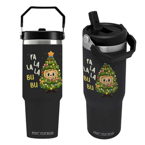 Funny Christmas Flip Straw Tumbler Fa La La La Bu Bu Xmas Song Kawaii Bubu TS10 One Size: 30 oz Black Print Your Wear