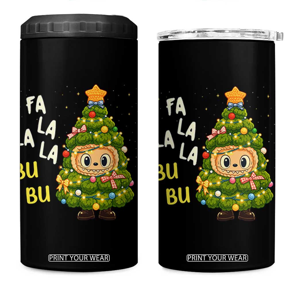 Funny Christmas 4 in 1 Can Cooler Tumbler Fa La La La Bu Bu Xmas Song Kawaii Bubu TS10 One Size: 16 oz Black Print Your Wear