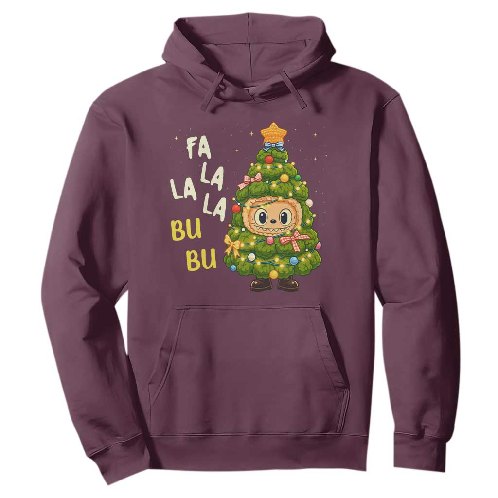 Funny Christmas Hoodie Fa La La La Bu Bu Xmas Song Kawaii Bubu TS10 Maroon Print Your Wear