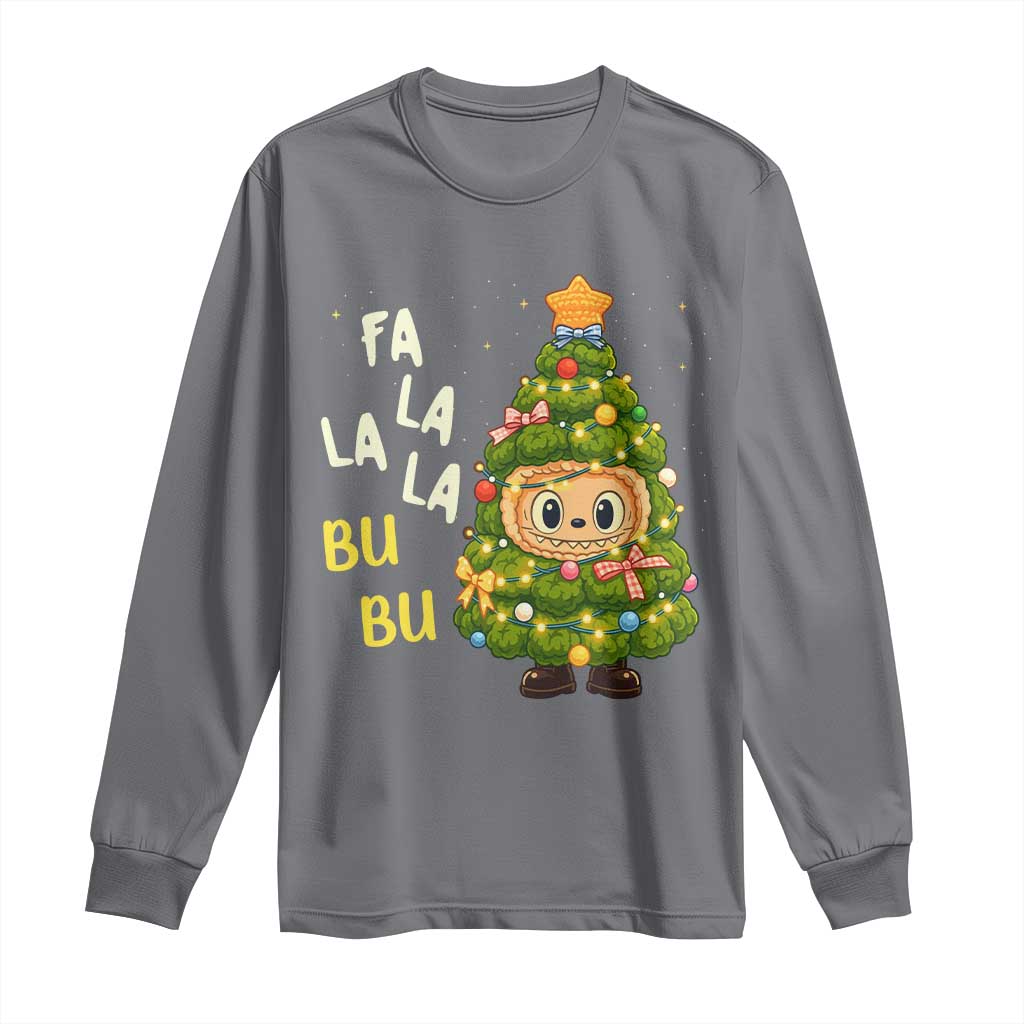 Funny Christmas Long Sleeve Shirt Fa La La La Bu Bu Xmas Song Kawaii Bubu TS10 Charcoal Print Your Wear