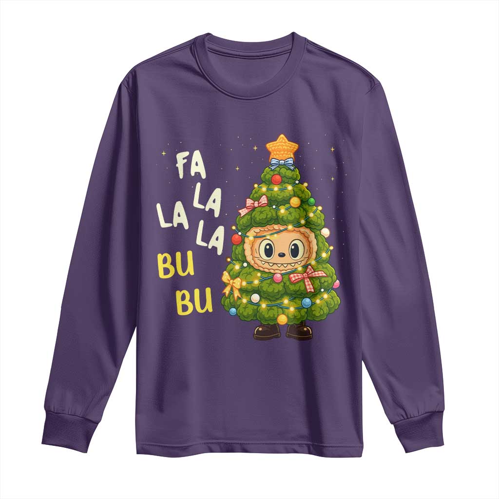 Funny Christmas Long Sleeve Shirt Fa La La La Bu Bu Xmas Song Kawaii Bubu TS10 Purple Print Your Wear