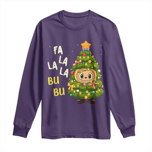 Funny Christmas Long Sleeve Shirt Fa La La La Bu Bu Xmas Song Kawaii Bubu TS10 Purple Print Your Wear