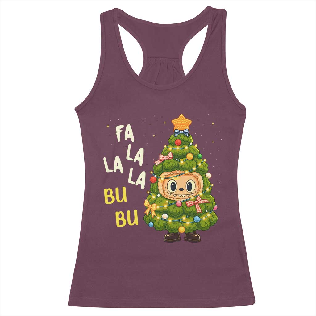 Funny Christmas Racerback Tank Top Fa La La La Bu Bu Xmas Song Kawaii Bubu TS10 Maroon Print Your Wear