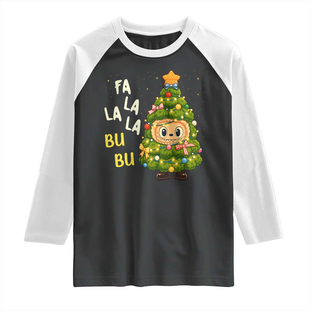 Funny Christmas Raglan Shirt Fa La La La Bu Bu Xmas Song Kawaii Bubu TS10 Black White Print Your Wear