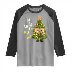 Funny Christmas Raglan Shirt Fa La La La Bu Bu Xmas Song Kawaii Bubu TS10 Sport Gray Black Print Your Wear