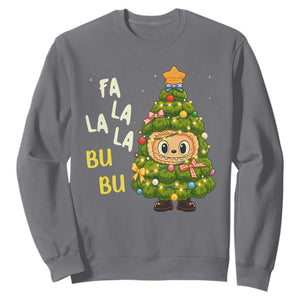 Funny Christmas Sweatshirt Fa La La La Bu Bu Xmas Song Kawaii Bubu TS10 Charcoal Print Your Wear