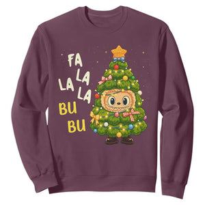 Funny Christmas Sweatshirt Fa La La La Bu Bu Xmas Song Kawaii Bubu TS10 Maroon Print Your Wear