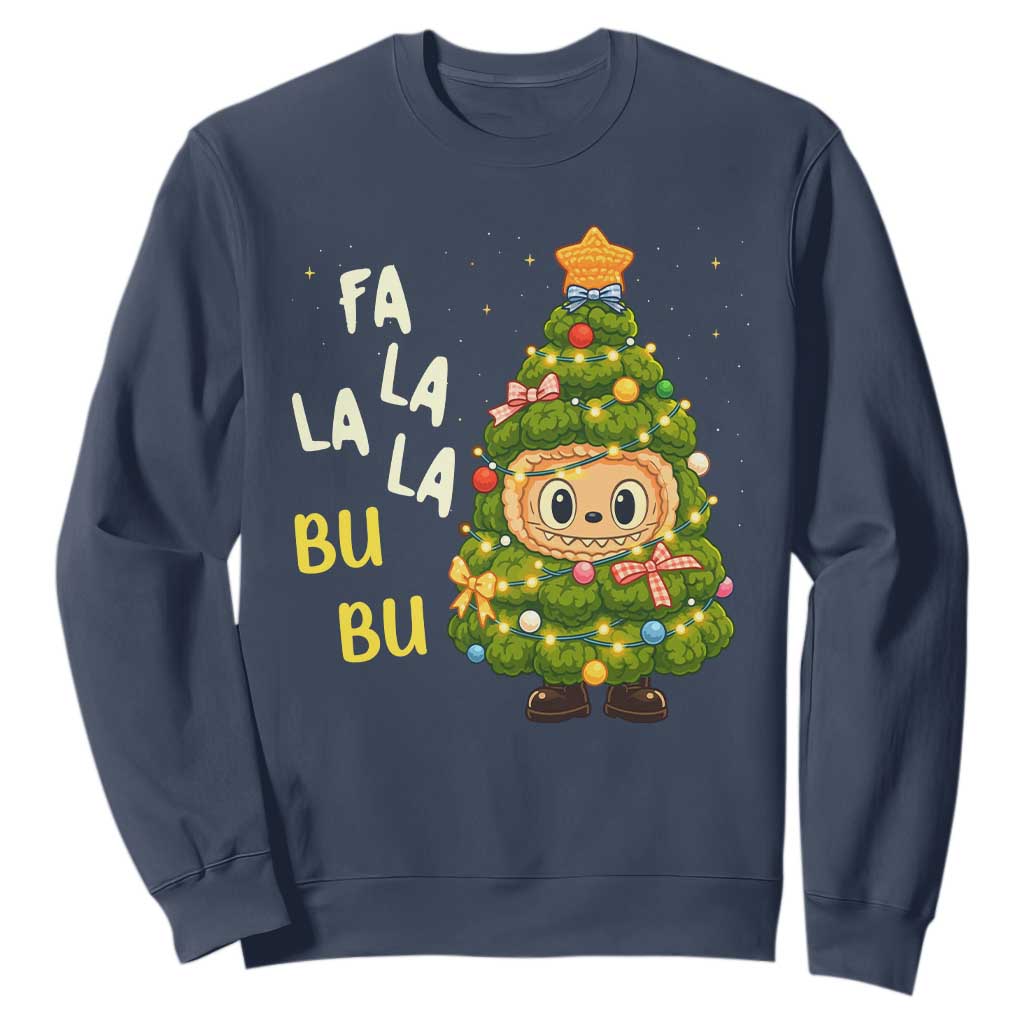 Funny Christmas Sweatshirt Fa La La La Bu Bu Xmas Song Kawaii Bubu TS10 Navy Print Your Wear