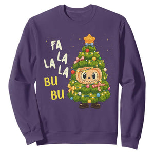 Funny Christmas Sweatshirt Fa La La La Bu Bu Xmas Song Kawaii Bubu TS10 Purple Print Your Wear