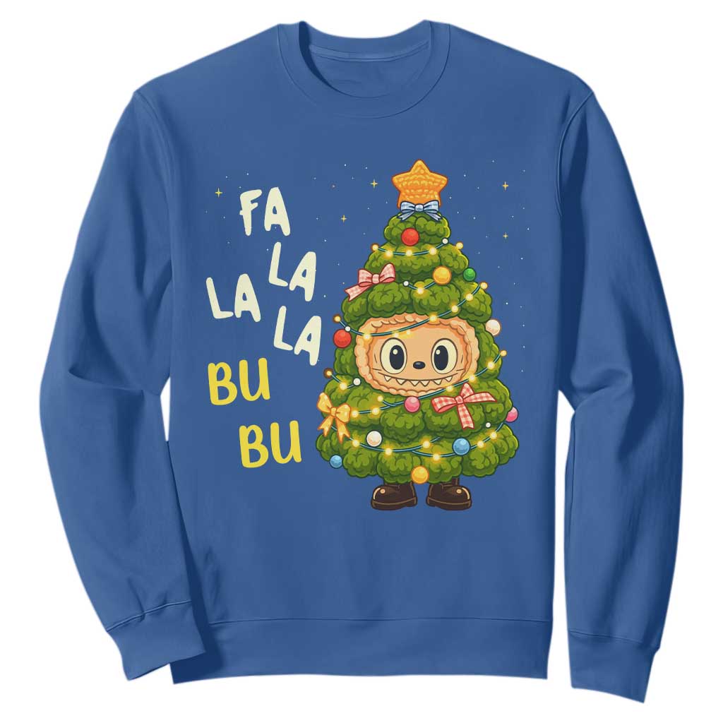 Funny Christmas Sweatshirt Fa La La La Bu Bu Xmas Song Kawaii Bubu TS10 Royal Blue Print Your Wear
