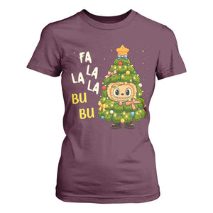 Funny Christmas T Shirt For Women Fa La La La Bu Bu Xmas Song Kawaii Bubu TS10 Maroon Print Your Wear