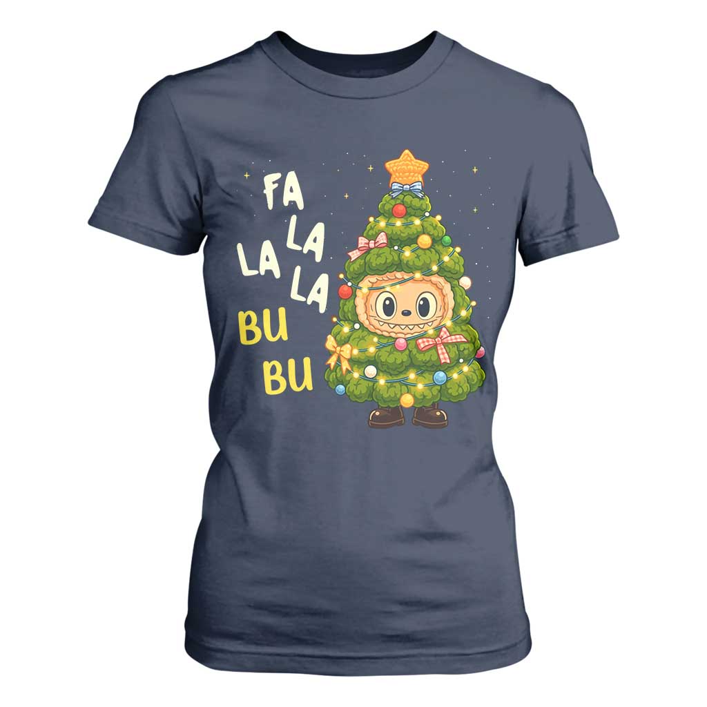 Funny Christmas T Shirt For Women Fa La La La Bu Bu Xmas Song Kawaii Bubu TS10 Navy Print Your Wear