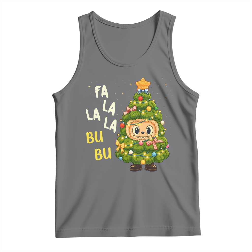Funny Christmas Tank Top Fa La La La Bu Bu Xmas Song Kawaii Bubu TS10 Black Heather Print Your Wear