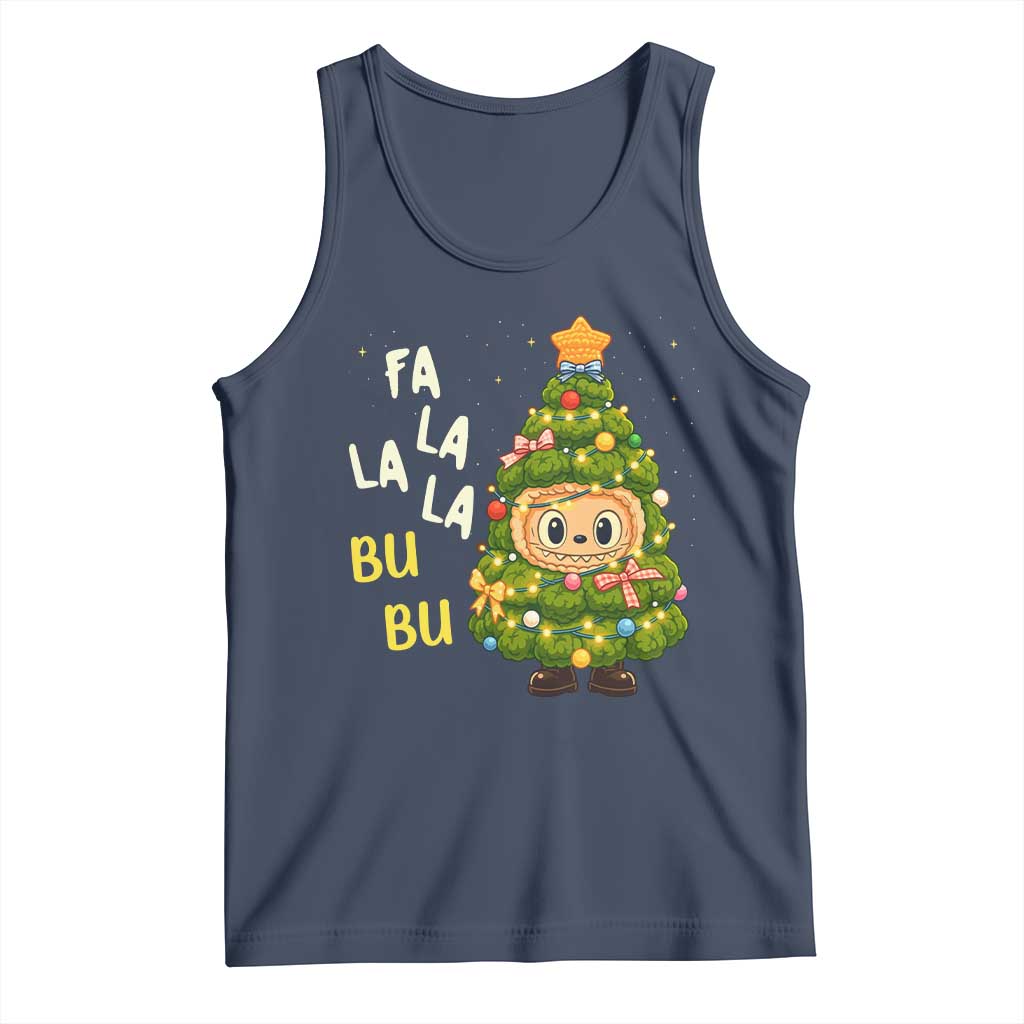 Funny Christmas Tank Top Fa La La La Bu Bu Xmas Song Kawaii Bubu TS10 Navy Print Your Wear