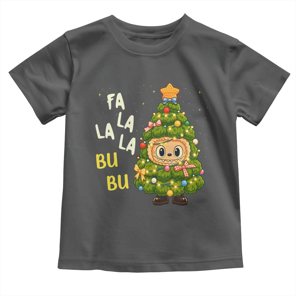 Funny Christmas Toddler T Shirt Fa La La La Bu Bu Xmas Song Kawaii Bubu TS10 Dark Heather Print Your Wear