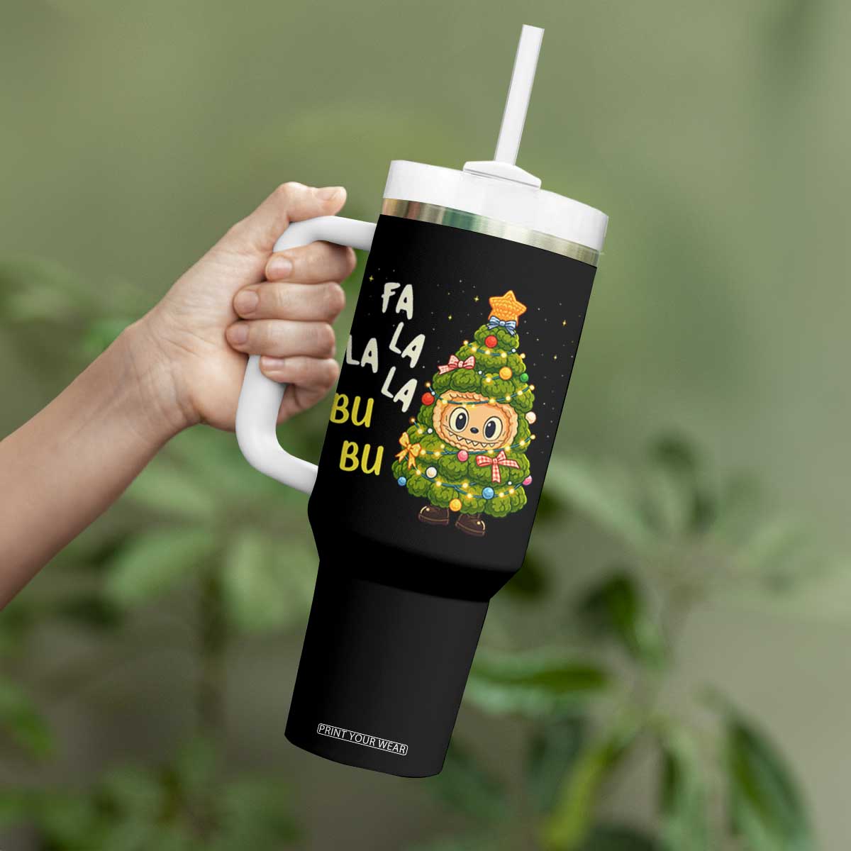 Funny Christmas Tumbler With Handle Fa La La La Bu Bu Xmas Song Kawaii Bubu TS10 Print Your Wear