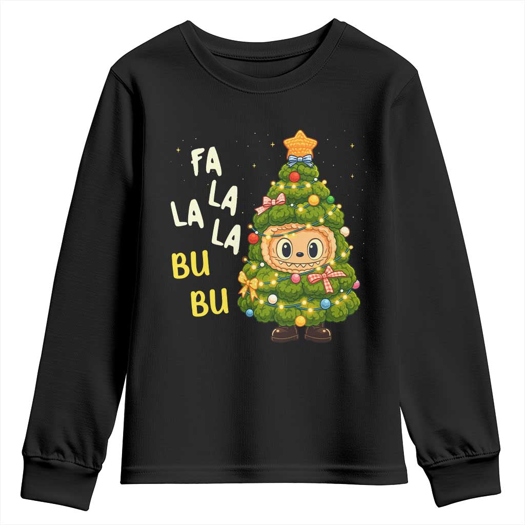 Funny Christmas Youth Sweatshirt Fa La La La Bu Bu Xmas Song Kawaii Bubu TS10 Black Print Your Wear