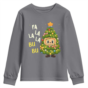 Funny Christmas Youth Sweatshirt Fa La La La Bu Bu Xmas Song Kawaii Bubu TS10 Charcoal Print Your Wear