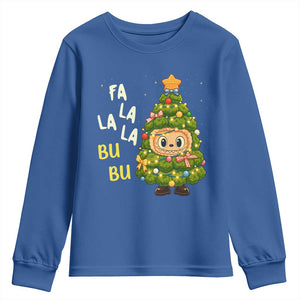 Funny Christmas Youth Sweatshirt Fa La La La Bu Bu Xmas Song Kawaii Bubu TS10 Royal Blue Print Your Wear