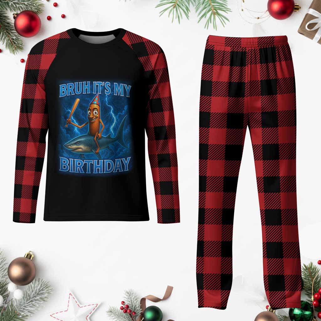 Bruh Its My Birthday Plaid Pajama Set Italian Brainrot Meme Birthday Kids Family Party Bday TS10 Buffalo Plaid Print Your Wear