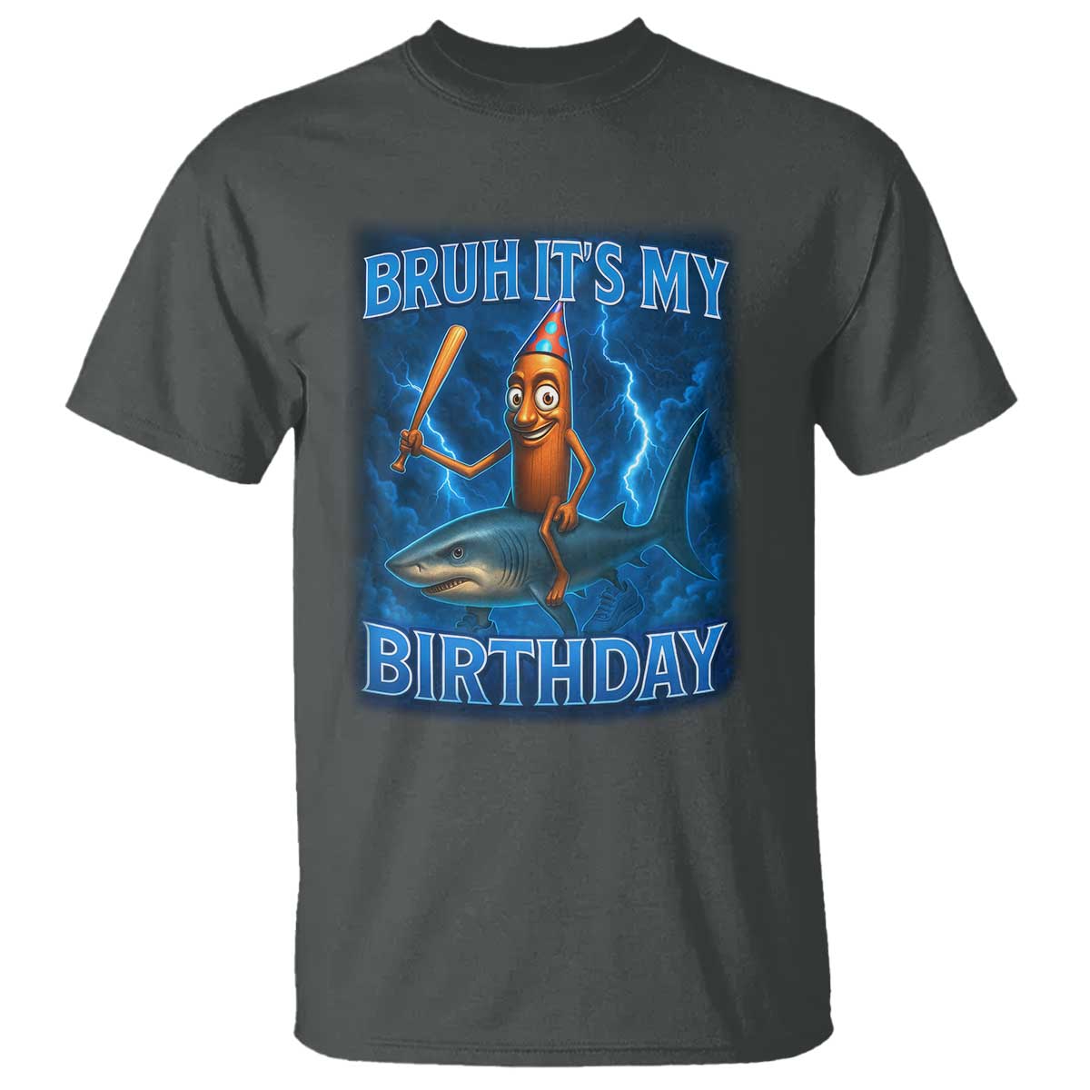 Bruh Its My Birthday T Shirt Italian Brainrot Meme Birthday Kids Family Party Bday TS10 Dark Heather Print Your Wear