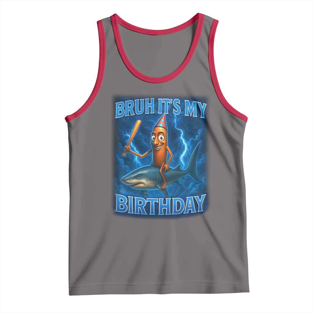 Bruh Its My Birthday Tank Top Italian Brainrot Meme Birthday Kids Family Party Bday TS10 Deep Heather Red Print Your Wear