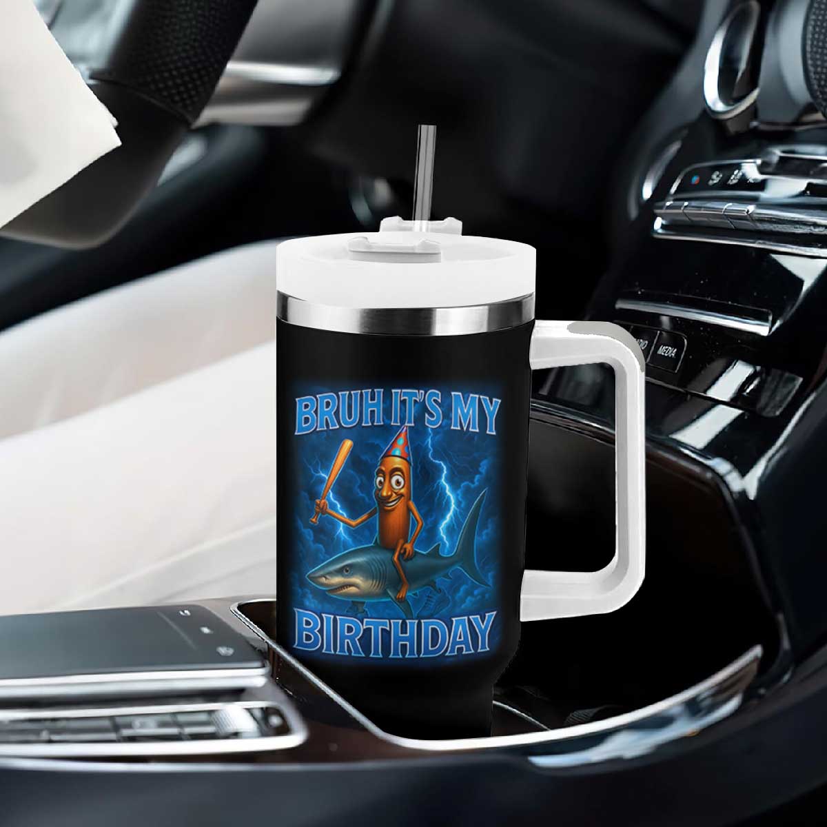 Bruh Its My Birthday Tumbler With Handle Italian Brainrot Meme Birthday Kids Family Party Bday TS10 Print Your Wear
