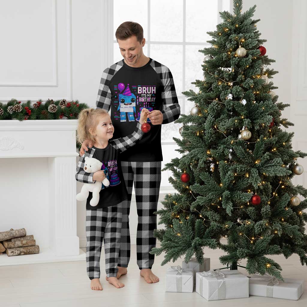 Bruh Its My Birthday Plaid Pajama Set Italian Brainrot Meme Family Party Bday Los Tralaleritos TS10 White Plaid Print Your Wear