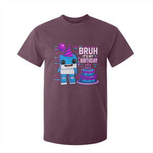 Bruh Its My Birthday T Shirt For Kid Italian Brainrot Meme Family Party Bday Los Tralaleritos TS10 Maroon Print Your Wear