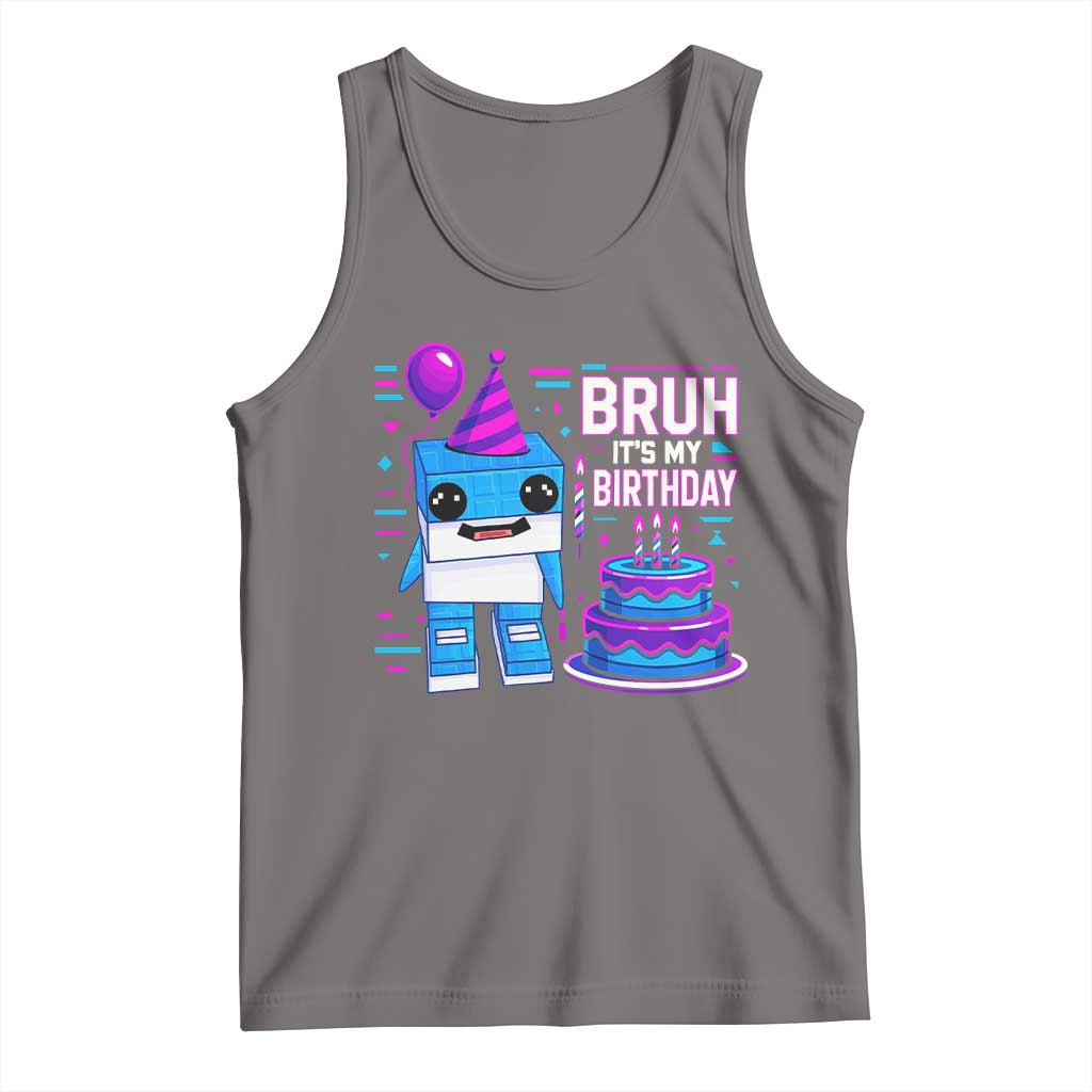 Bruh Its My Birthday Tank Top Italian Brainrot Meme Family Party Bday Los Tralaleritos TS10 Deep Heather Print Your Wear