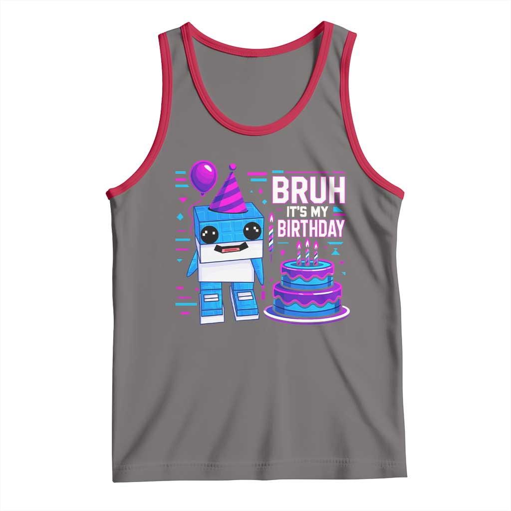 Bruh Its My Birthday Tank Top Italian Brainrot Meme Family Party Bday Los Tralaleritos TS10 Deep Heather Red Print Your Wear