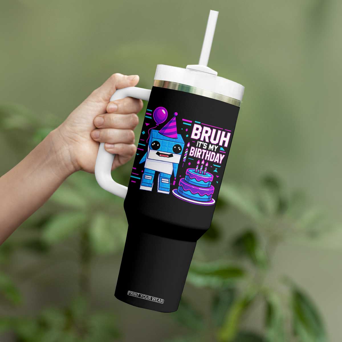 Bruh Its My Birthday Tumbler With Handle Italian Brainrot Meme Family Party Bday Los Tralaleritos TS10 Print Your Wear