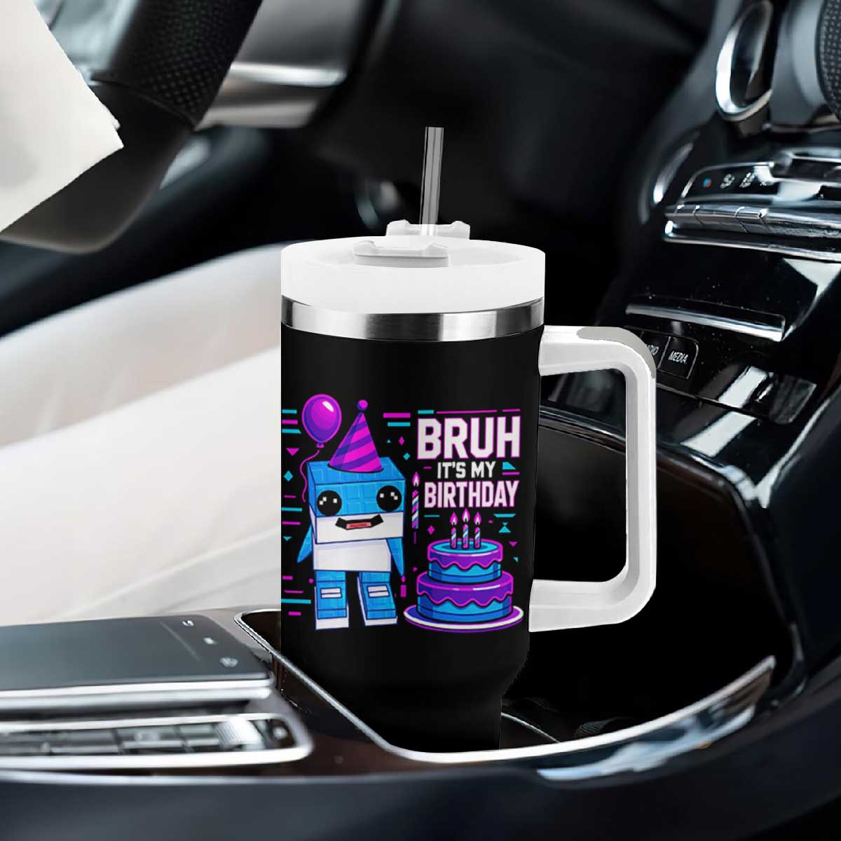 Bruh Its My Birthday Tumbler With Handle Italian Brainrot Meme Family Party Bday Los Tralaleritos TS10 Print Your Wear