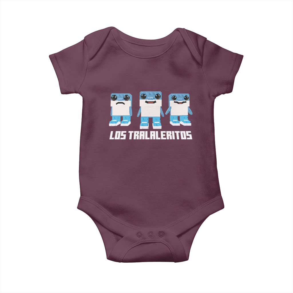 Italian Brainrot Meme Shark Baby Onesie Tralalero Tralala Los Tralaleritos Funny Animals TS10 Maroon Print Your Wear
