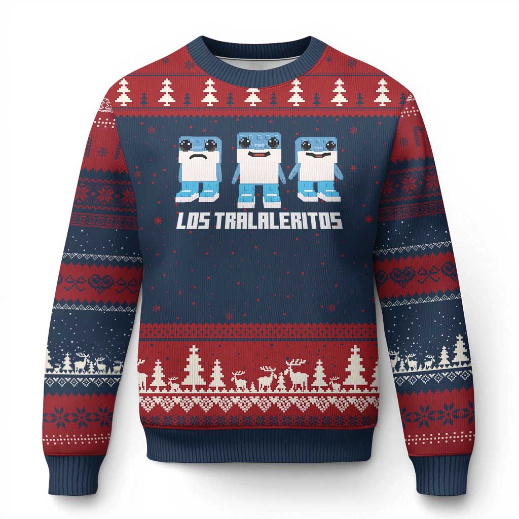 Italian Brainrot Meme Shark Ugly Christmas Sweater Tralalero Tralala Los Tralaleritos Funny Animals TS10 Navy Red Print Your Wear