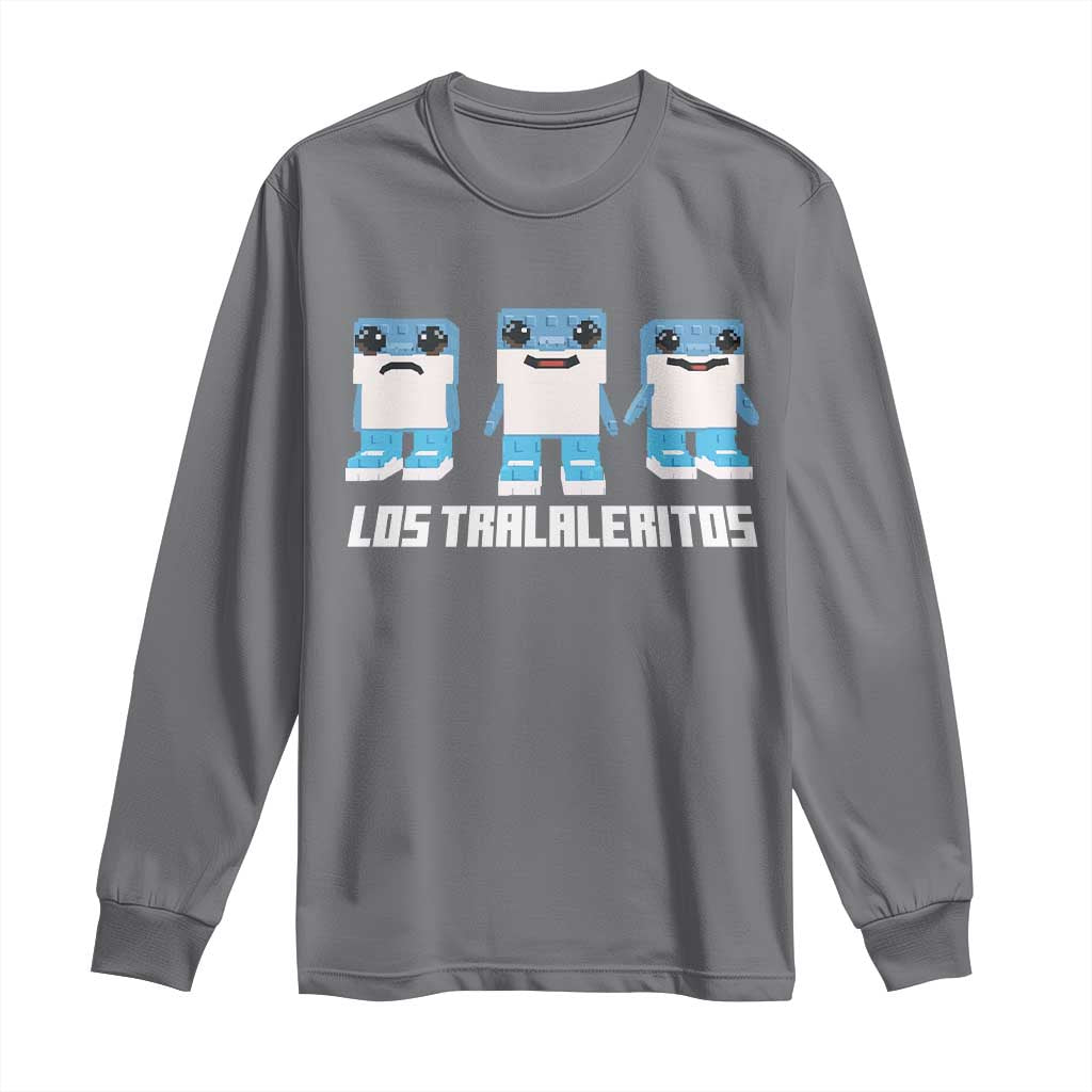 Italian Brainrot Meme Shark Long Sleeve Shirt Tralalero Tralala Los Tralaleritos Funny Animals TS10 Charcoal Print Your Wear