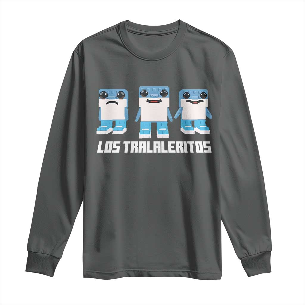 Italian Brainrot Meme Shark Long Sleeve Shirt Tralalero Tralala Los Tralaleritos Funny Animals TS10 Dark Heather Print Your Wear