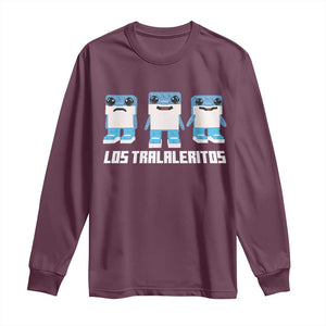 Italian Brainrot Meme Shark Long Sleeve Shirt Tralalero Tralala Los Tralaleritos Funny Animals TS10 Maroon Print Your Wear